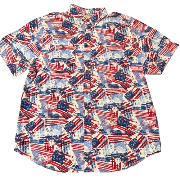 the american outdoorsman Other - The American Outdoorsman Men XL Short Sleeve Button Up Shirt American Flag Print